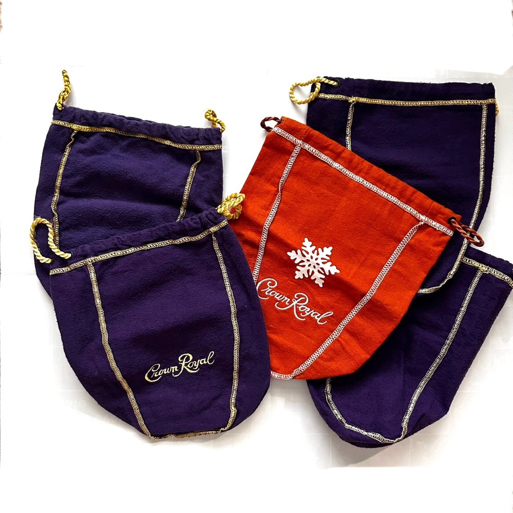 Collection of 5 Crown Royal Draw String Bags